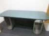 Office Desk, Designer Style with Grey Gloss Finish Elliptical Sides and Front. Size H83 x W200 x D80cm. - 2