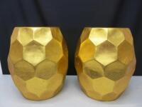 Pair of Matching Gold Coloured Metal "Pineapple" Stools. Size H48cm x Dia 28cm.