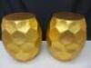 Pair of Matching Gold Coloured Metal "Pineapple" Stools. Size H48cm x Dia 28cm. - 2