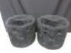 Pair of Black Crushed Velvet Stools. Size H44cm x Dia 48cm. - 2