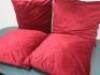 4 x Deep Red Crushed Velour Cushions. Size 58cm x 58cm. - 2