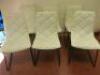 6 x Cream Faux Leather Quilted Dining Chairs on Metal Frame (Condition As Viewed/Pictured).