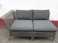 Rattan 2 Piece Sofa with 4 x Cushions. Size H74 x W140 x D80cm.