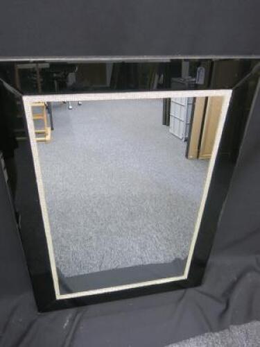 Modern Black Framed with Diamonte Detail Mirror. Size 65 x 90cm.