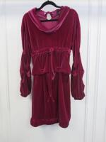 Black Sapote Mayfair Ladies Deep Red Crushed Velvet Cowl Neck Long Sleeve Dress. Size M. RRP £535.