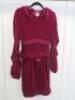 Black Sapote Mayfair Ladies Deep Red Crushed Velvet Cowl Neck Long Sleeve Dress. Size M. RRP £535. - 2