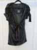 Black Sapote Mayfair Ladies Black Glitter Velour Mini Dress with Tie Waist. Size S. RRP £475.