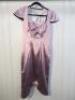 Black Sapote Mayfair Ladies Designer Evening Dress in a Rose Pink Satin Fabric with Tie Back. Size S. RRP &pound;545.00. - 2