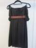 Black Sapote Mayfair Ladies Black Tie Shoulder Mini Dress with Red & Gold Belt Effect. Size S. RRP £415. - 2