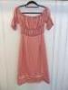 Black Sapote Mayfair Ladies Dusty Pink Ruched Waist Bardot Dress. Size S. RRP £355. - 2