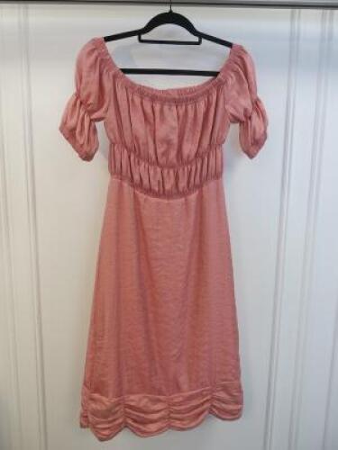 Black Sapote Mayfair Ladies Dusty Pink Ruched Waist Bardot Dress. Size S. RRP £355.