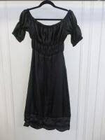Black Sapote Mayfair Ladies Black Ruched Waist Bardot Midi Dress. Size S. RRP £355.