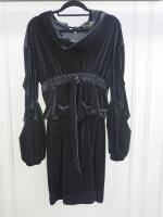 Black Sapote Mayfair Ladies Black Crushed Velvet Cowl Neck Long Sleeve Dress. Size M. RRP £535.