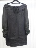 Black Sapote Mayfair Ladies Black Crepe Dress with Tie Neck Detail. Size M. RRP £397.