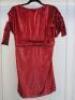 Black Sapote Mayfair Ladies Red Glitter Velour Mini Dress with Tie Waist. Size S. RRP £475. - 2