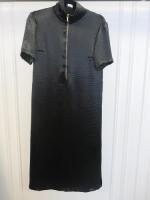 Black Sapote Mayfair Ladies Black Crepe Midi Dress with Zip Front and Funnel Neck. Size S. RRP £295.