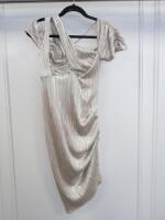 Black Sapote Mayfair Ladies Gold Pleated Cut Out Evening Dress. Size S. RRP £510.