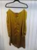 Black Sapote Mayfair Ladies Mustard Satin Long Sleeved Dress with Chain Straps. Size S. - 2