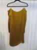 Black Sapote Mayfair Ladies Mustard Satin Long Sleeved Dress with Chain Straps. Size M.