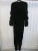 Black Sapote Mayfair Ladies Black Velvet Long Sleeved Jumpsuit with Ruched Waist & Gold Button Detail. Size M. RRP £535. - 2