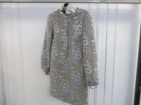 Black Sapote Mayfair Ladies Embroidered Silver Dress with Blue Flowers. Zip Detail to Front & Long Sleeves. Size S. RRP £375