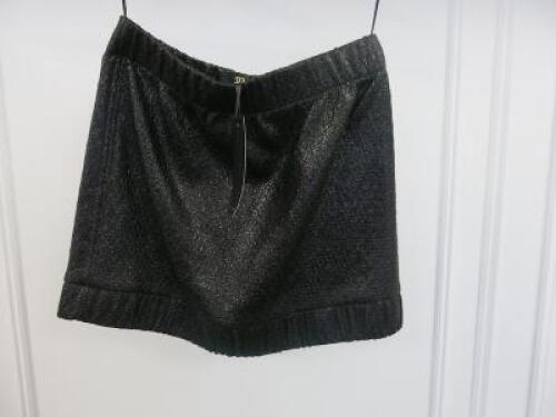 Black Sapote Mayfair Ladies Black Glitter Elasticated Waist Mini Skirt. Size S. RRP £220.