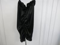 Black Sapote Mayfair Ladies Black Satin Ruched Detail Skirt. Size S. RRP £230.