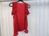 Black Sapote Mayfair Ladies Red Satin Cold Shoulder Ruched Detailed Top. Size S. RRP &pound;265. - 3