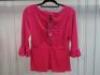 Black Sapote Mayfair Ladies Fluorescent Pink V Neck Frill Sleeved Top. Size S. RRP &pound;240. - 3