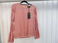 Black Sapote Mayfair Ladies Rose Gold Long Sleeve Elasticated Waist Top. Size S. RRP £233.