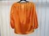 Black Sapote Mayfair Ladies Orange Satin Shirt with Gold/White Buttons. Size M - 3