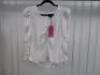 Black Sapote Mayfair Ladies White V Neck Ruched Sleeve Top. Size S. RRP &pound;271.