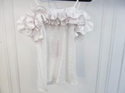 Black Sapote Mayfair Ladies White Ruched Bardot Top. Size S. RRP &pound;245