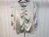 Black Sapote Mayfair Ladies Silver Satin Ruched Front & Sleeve Top. Size S. RRP &pound;262. - 3