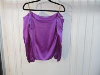 Black Sapote Mayfair Ladies Purple Satin Bardot Top with Chain Detail Straps. Size S.