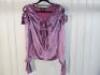 Black Sapote Mayfair Ladies Purple Velvet Tie Front & Tie Sleeve Top. Size S.