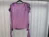 Black Sapote Mayfair Ladies Purple Velvet Tie Front & Tie Sleeve Top. Size S. - 2
