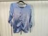 Black Sapote Mayfair Ladies Blue Satin Ruched front & Sleeve Top. Size S. RRP &pound;262. - 3