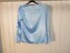 Black Sapote Mayfair Ladies Light Blue Satin Top with Button Detail to Sleeves. Size S. - 3
