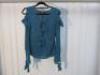 Black Sapote Mayfair Ladies Teal Lurex Top with Tie Detail to Front & Sleeves. Size S. RRP &pound;290.