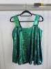 Black Sapote Mayfair Ladies Blue/Green Sequin Long Sleeve Cold Shoulder Top. Size S. RRP &pound;445 - 2
