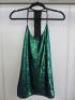 Black Sapote Mayfair Ladies Blue/Green Sequin Racer Back Vest Top. Size S. RRP &pound;240.