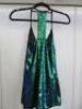 Black Sapote Mayfair Ladies Blue/Green Sequin Racer Back Vest Top. Size S. RRP &pound;240. - 2