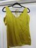 Black Sapote Mayfair Ladies Mustard Satin V Neck Top with Tie Back Detail. Size S.