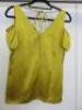 Black Sapote Mayfair Ladies Mustard Satin V Neck Top with Tie Back Detail. Size S. - 2