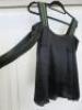 Black Sapote Mayfair Ladies Black Satin Bardot Top with Green/Gold Belt Straps. Size M. RRP &pound;280. - 2