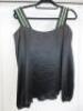 Black Sapote Mayfair Ladies Black Satin Bardot Top with Green/Gold Belt Straps. Size M. RRP &pound;280. - 3