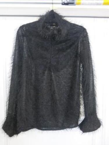 Black Sapote Mayfair Ladies Black Mohair Zip Detail Long Sleeve Top. Size M. RRP &pound;233.