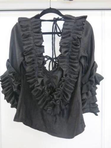 Black Sapote Mayfair Ladies Black Ruched Detailed Top. Size S. RRP &pound;475.