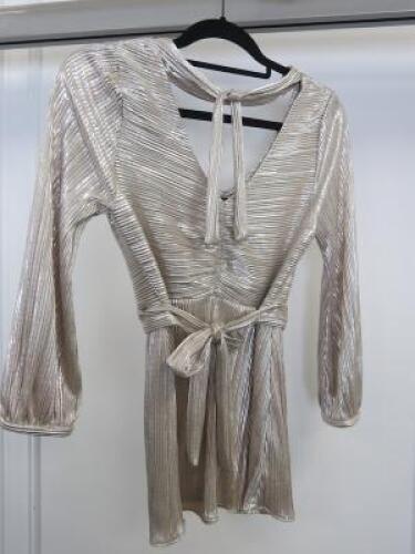 Black Sapote Mayfair Ladies Gold Lurex Top with Tie Detail to Neck & Waist. Size S. RRP &pound;295.